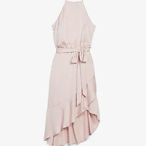 EXPRESS High neck asymmetrical fit and flare dress